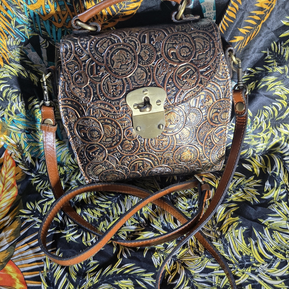 Patricia Nash Black and Brown Embossed Crossbody Bag